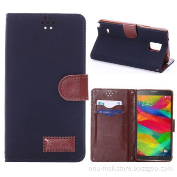 Foldable Wallet Style TPU and Cloth Textile PU Leather Case for Samsung Galaxy Note 4 N910
